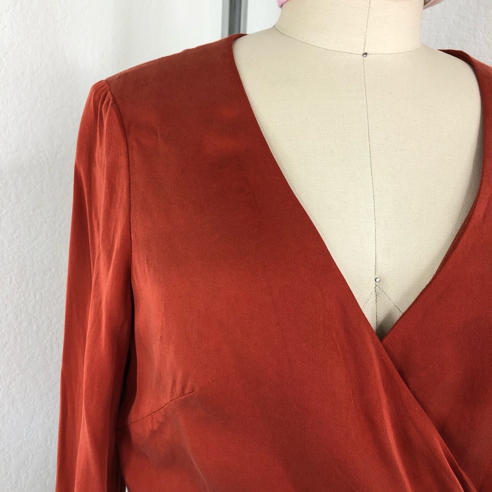 Intermix Whitney Wrap V Neck Crop Long Sleeve Top - Picture 7 of 12
